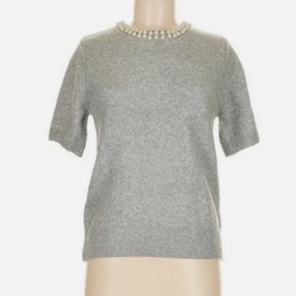 NWT Elie Tahari Pearl Collar Sweater Short Sleeve Knit Sz Medium - Picture 1 of 12